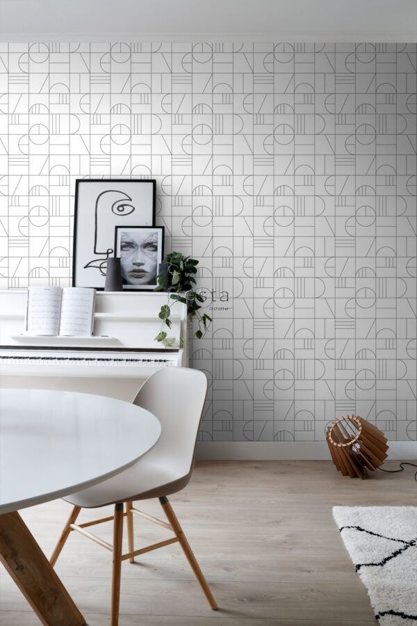 ESTAhome art deco motiiv tapeet - valge ja must