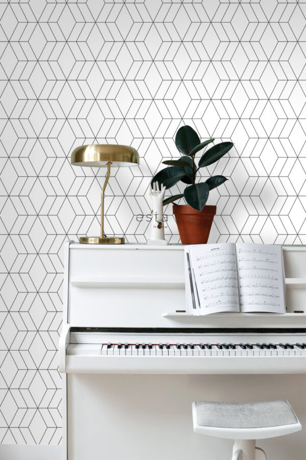 ESTAhome art deco motiiv tapeet - valge ja must