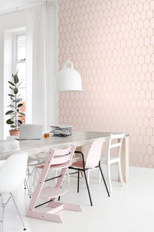 ESTAhome art deco motiiv - pehme roosa ja kuld