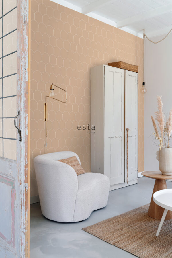 ESTAhome art deco motiiv tapeet - hele terrakota