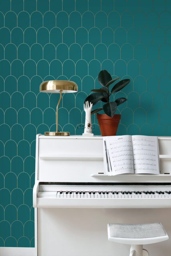 ESTAhome tapeet art deco motiiv - türkiissinine ja kuld
