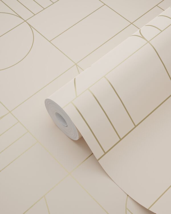 ESTAhome tapeet art deco motiiv - hele virsikroosa ja kuld