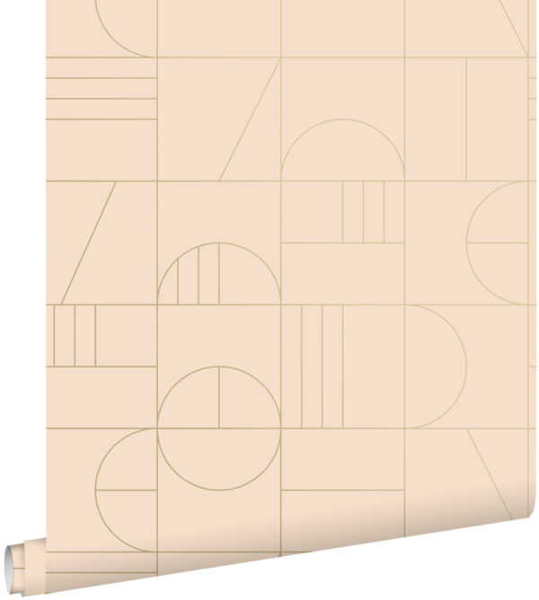 ESTAhome tapeet art deco motiiv - hele virsikroosa ja kuld