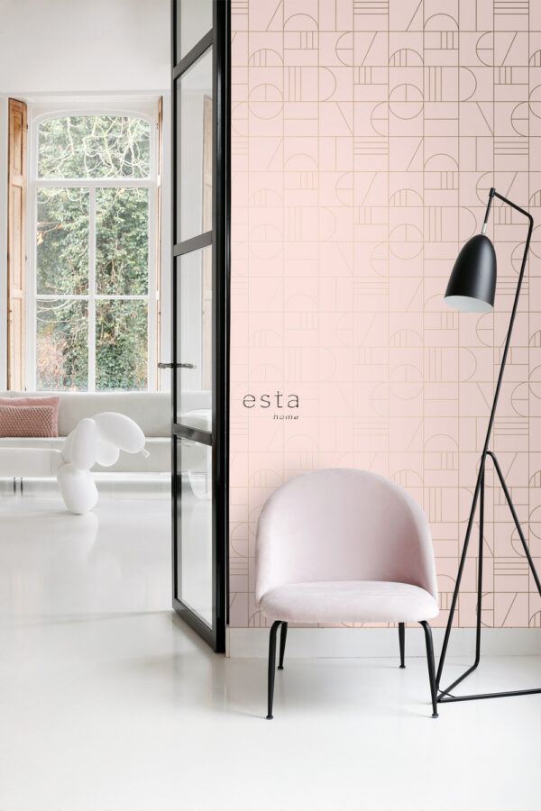 ESTAhome art deco motiiv - pehme roosa ja kuld