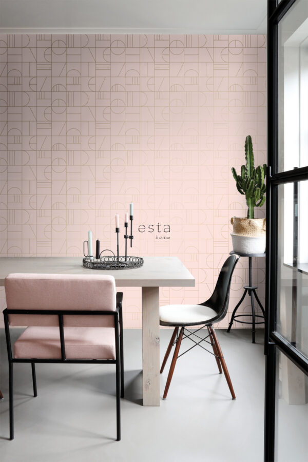 ESTAhome art deco motiiv - pehme roosa ja kuld