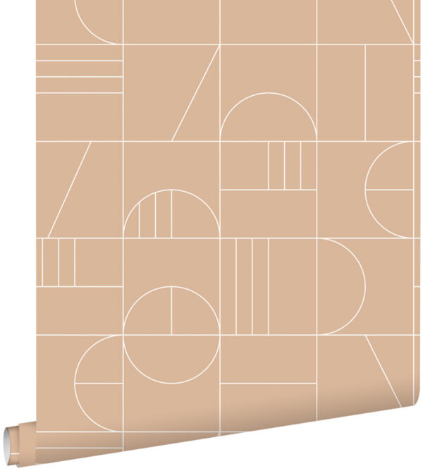 ESTAhome tapeet art deco motiiv - virsikuroosa ja valge