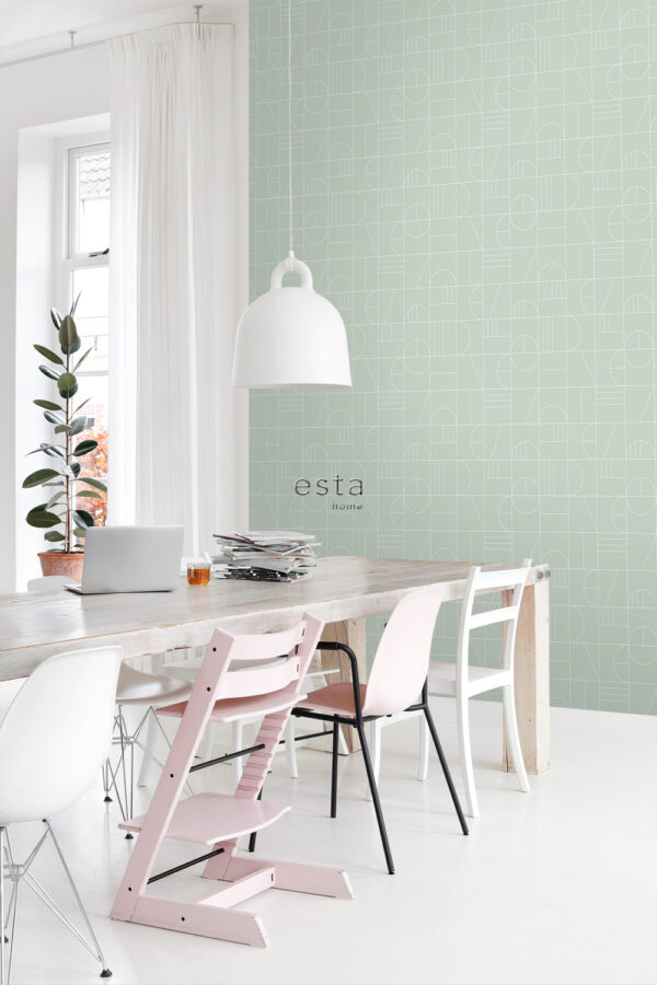 ESTAhome art deco motiiv - mündiroheline ja valge