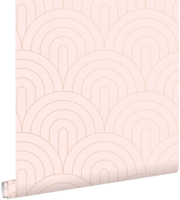 ESTAhome tapeet art deco kaared - pehme roosa ja roosakuld