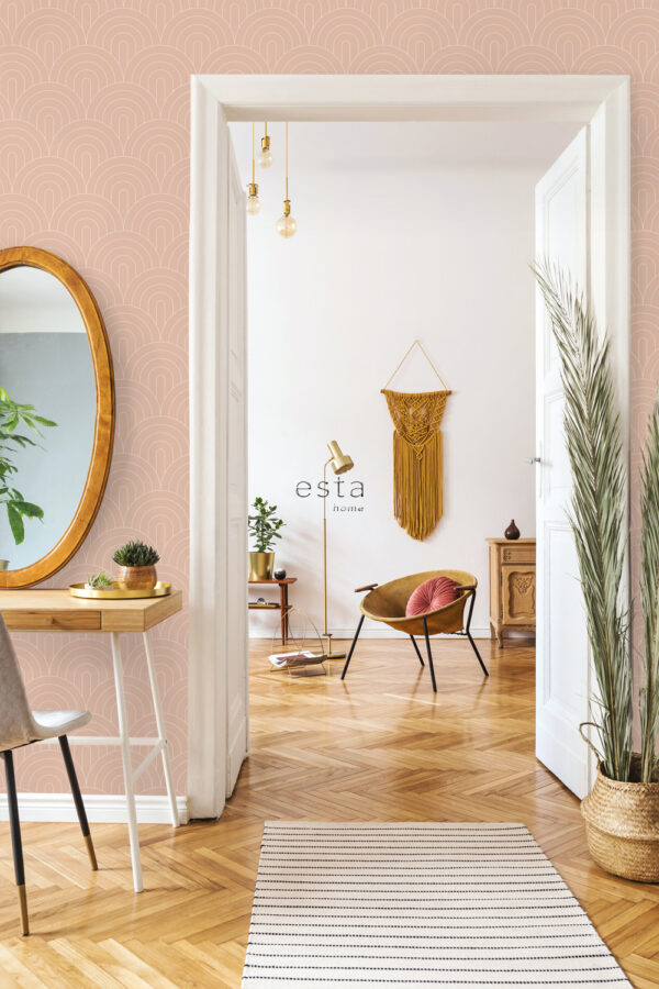 ESTAhome tapeet art deco kaared - virsikuroosa
