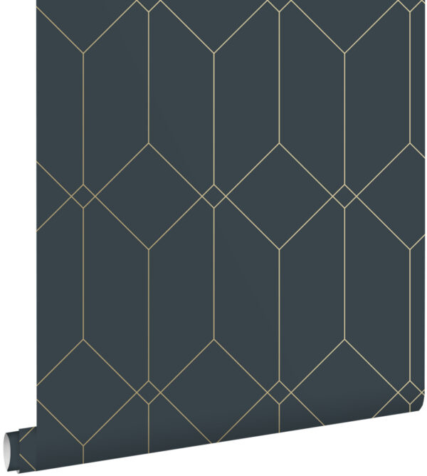 ESTAhome tapeet art deco motiiv - tumesinine ja kuld