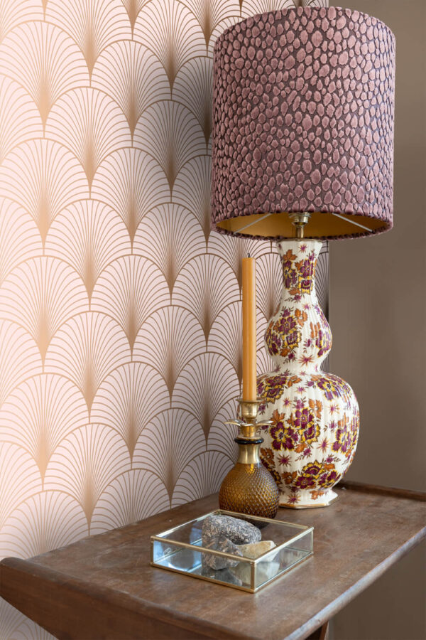 ESTAhome art deco motiiv tapeet - pehme roosa ja roosakuld