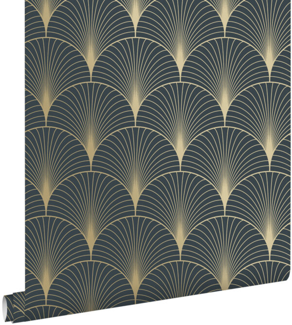 ESTAhome tapeet art deco motiiv - tumesinine ja kuld