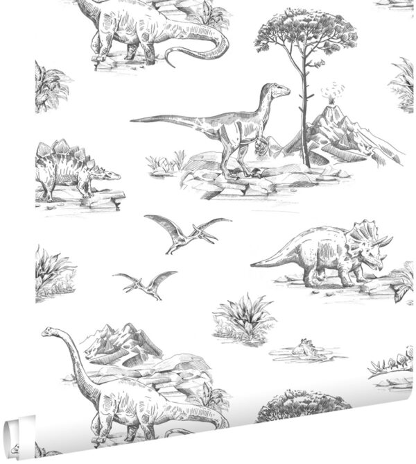 ESTAhome tapeet dinosaurused - mustvalge