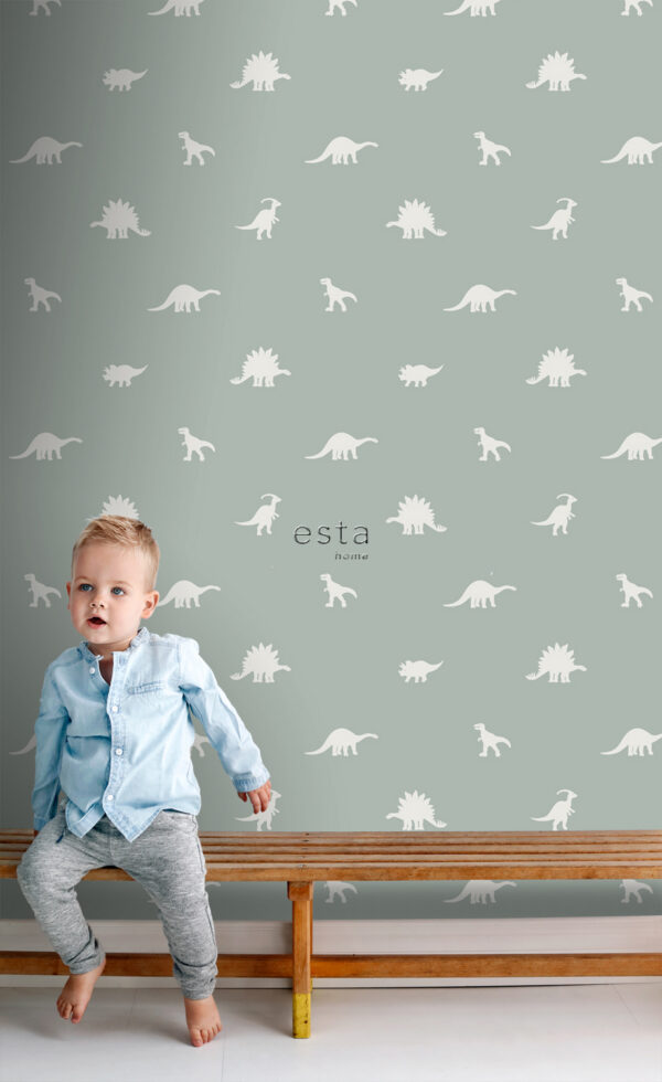 ESTAhome tapeet dinosaurused - hallikas mintroheline