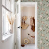 ESTAhome tapeet vintage lilled hallikas mintroheline ja pehme roosa