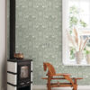 ESTAhome tapeet lilled ja linnud art nouveau stiilis hallikasroheline
