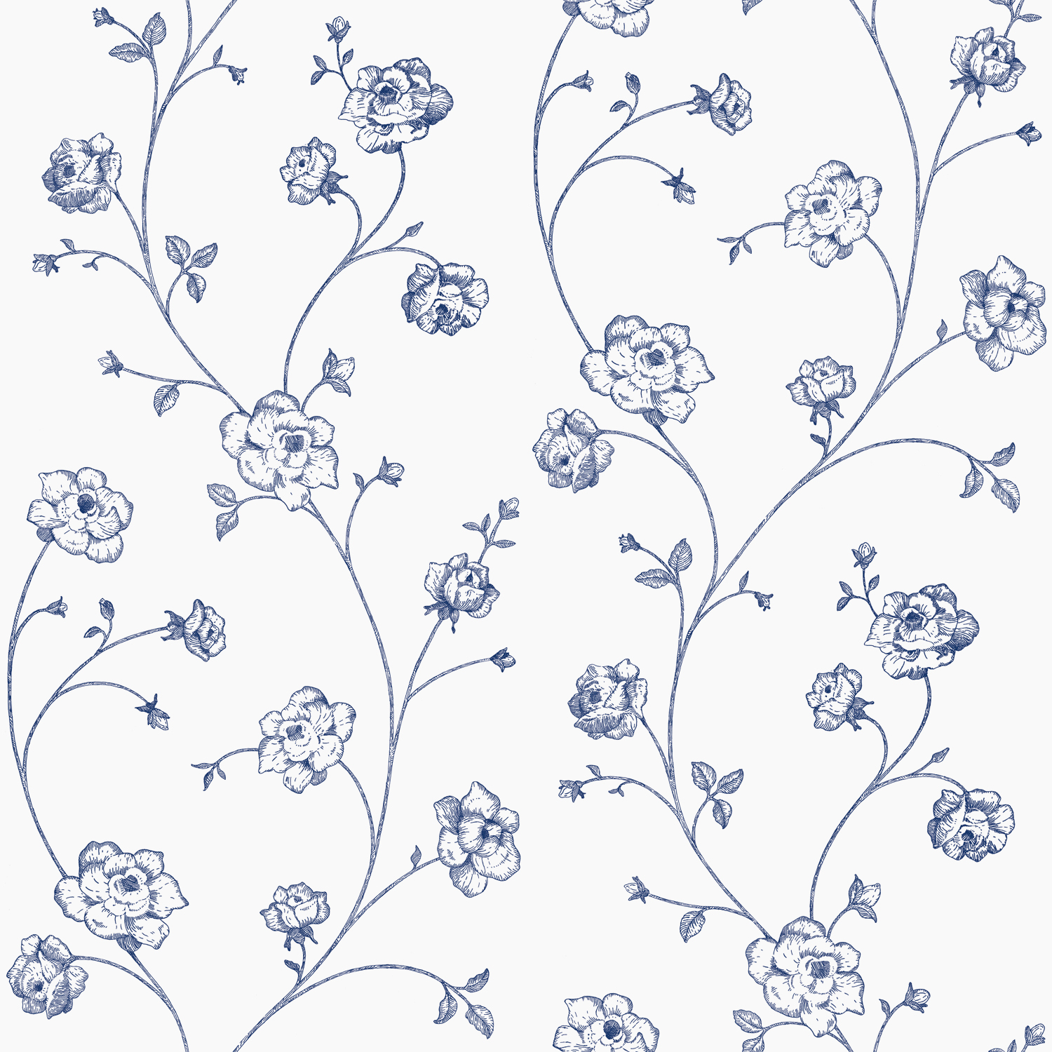 ESTAhome toile de Jouy roosid tapeet - valge ja sinine