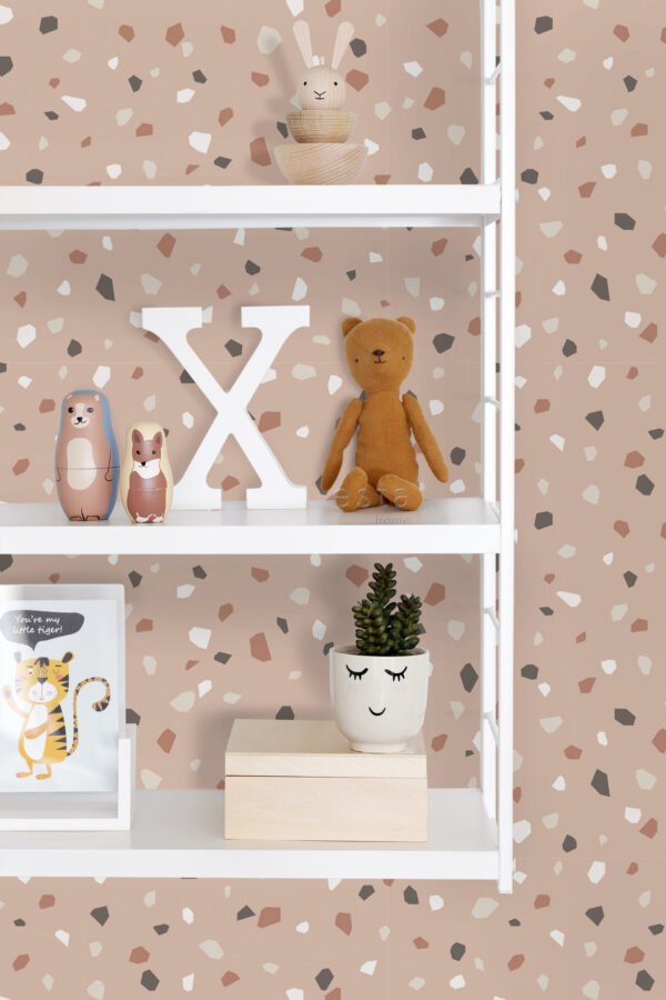 ESTAhome tapeet terrazzo - heleroosa, valge ja hall
