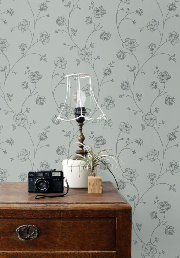 ESTAhome tapeet toile de Jouy roosid hallikasroheline