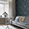 ESTAhome tapeet vintage lilled - tumesinine ja oliivroheline
