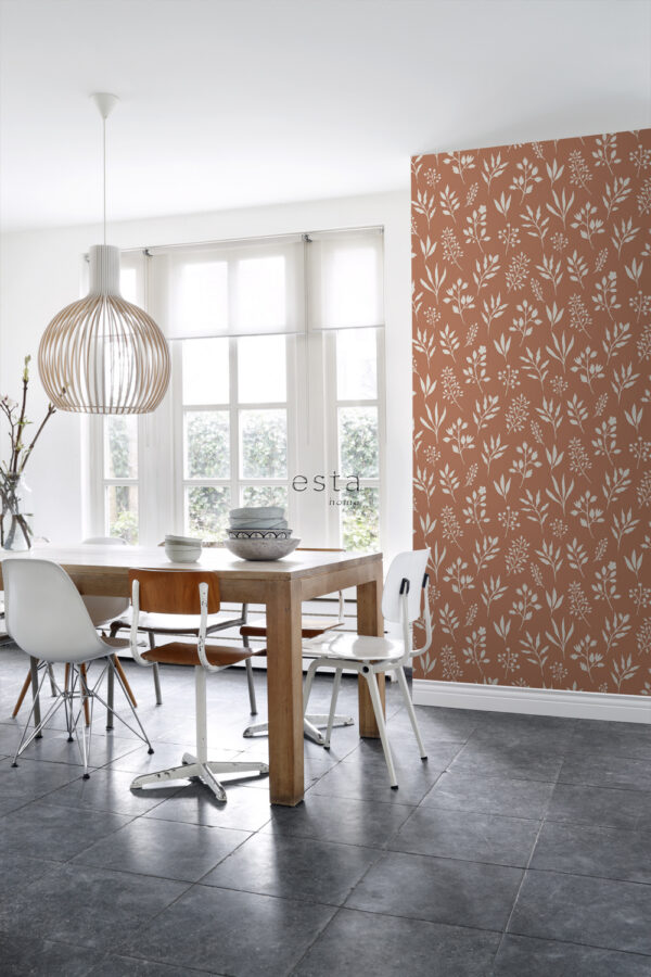 ESTAhome lillemotiiv tapeet - terrakota ja valge