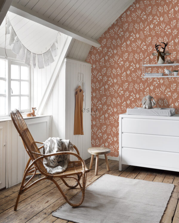 ESTAhome lillemotiiv tapeet - terrakota ja valge