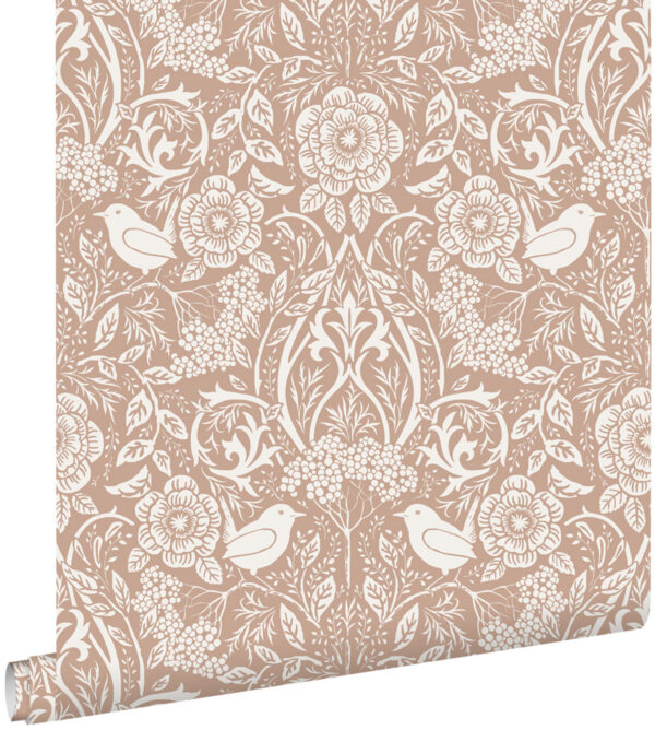 ESTAhome tapeet lilled ja linnud art nouveau stiilis alasti ja valge