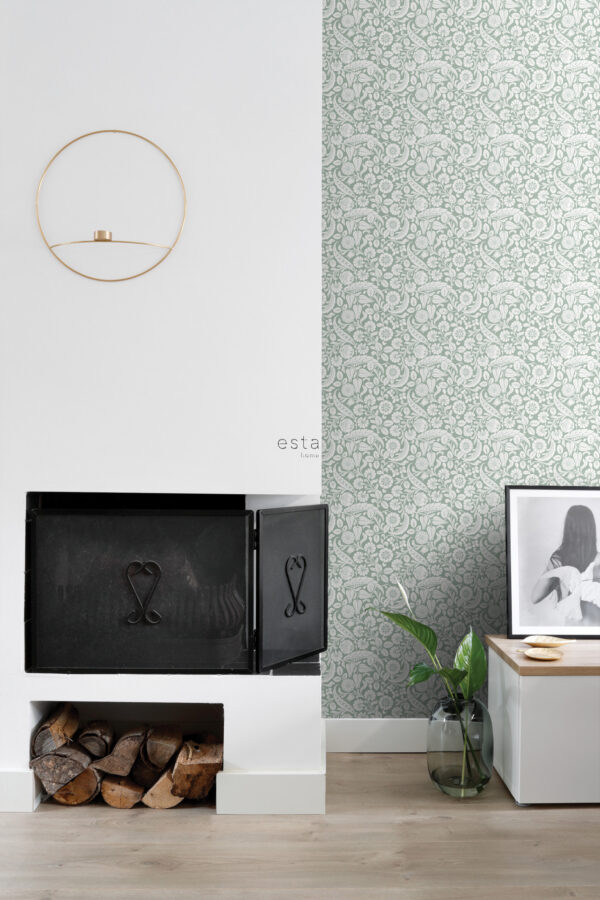 ESTAhome tapeet lillemotiiv - hallikasroheline