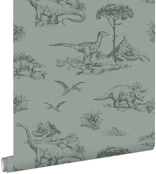 ESTAhome tapeet dinosaurused - hallikasroheline