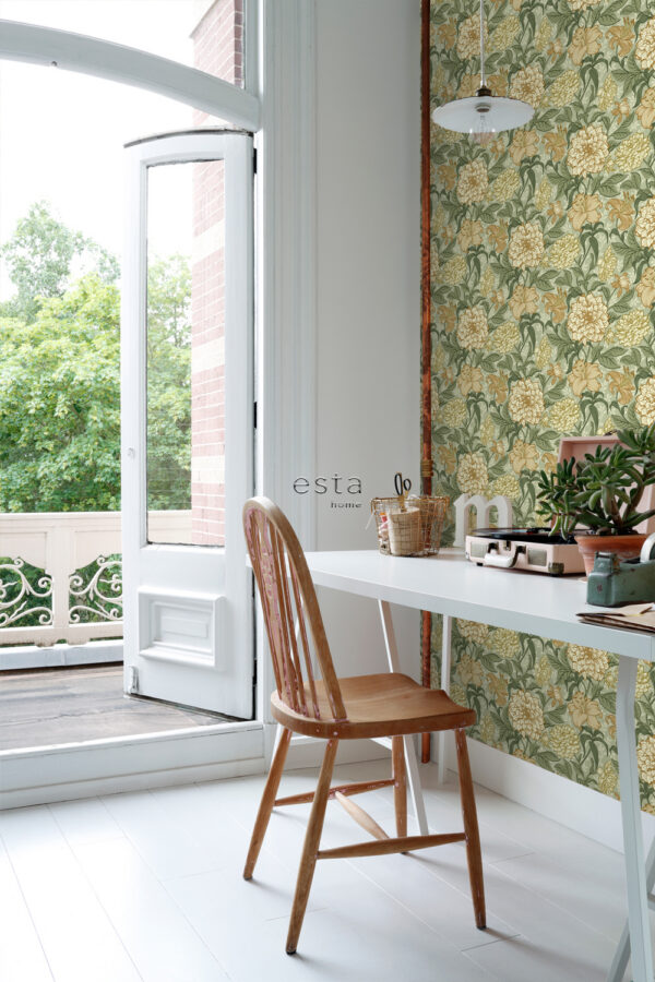 ESTAhome tapeet vintage lilled - roheline ja sinepikollane