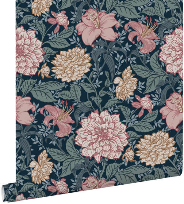 ESTAhome tapeet vintage lilled - sinine ja antiikroosa
