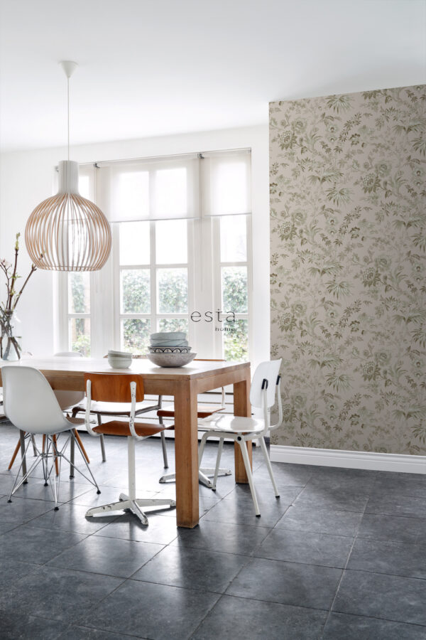 ESTAhome tapeet vintage lilled - antiikroosa ja oliivroheline