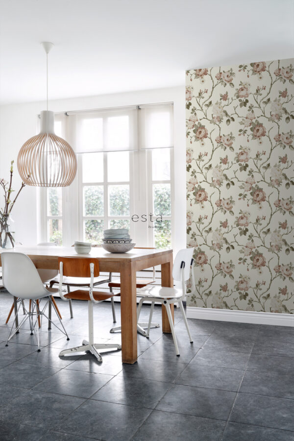 ESTAhome tapeet vintage lilled - beež ja antiikroosa