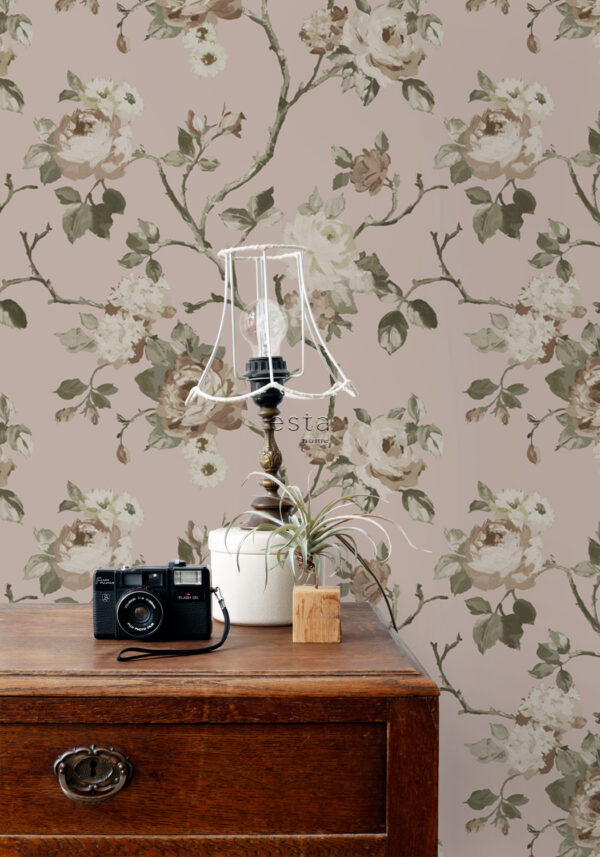 ESTAhome tapeet vintage lilled antiikroosa