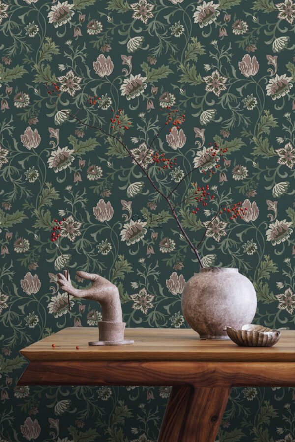 ESTAhome vintage lilled tapeet - antratsiithall ja roheline