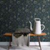 ESTAhome tapeet vintage lilled - tumesinine ja roheline