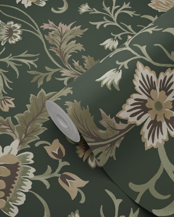 ESTAhome tapeet vintage lilled - must ja roheline