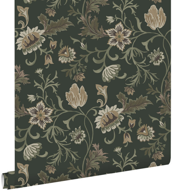 ESTAhome tapeet vintage lilled - must ja roheline