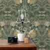 ESTAhome tapeet vintage lilled art nouveau stiilis - tume roheline