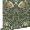 ESTAhome tapeet vintage lilled art nouveau stiilis - tume roheline
