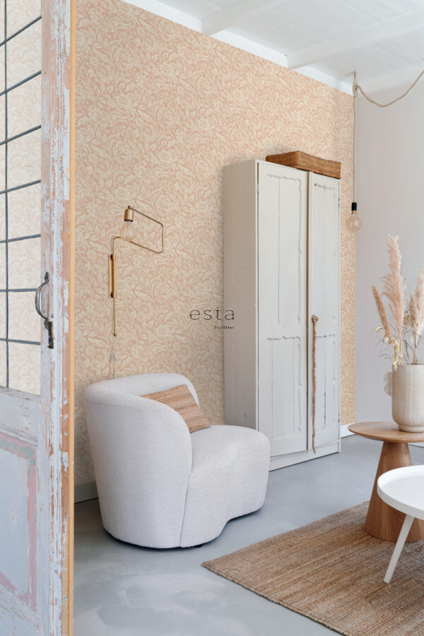 ESTAhome tapeet vintage lilled - terrakota ja roosa