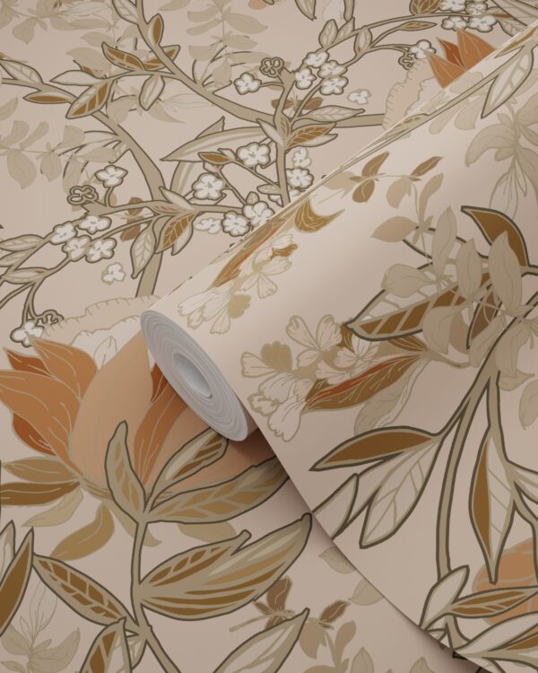 ESTAhome tapeet vintage lilled art nouveau - beež ja terrakota