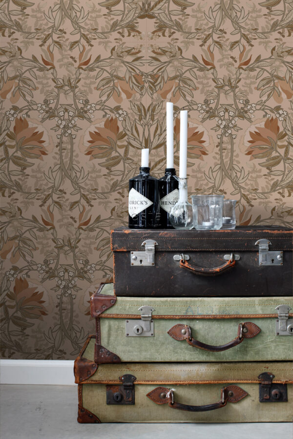 ESTAhome tapeet vintage lilled art nouveau - beež ja terrakota