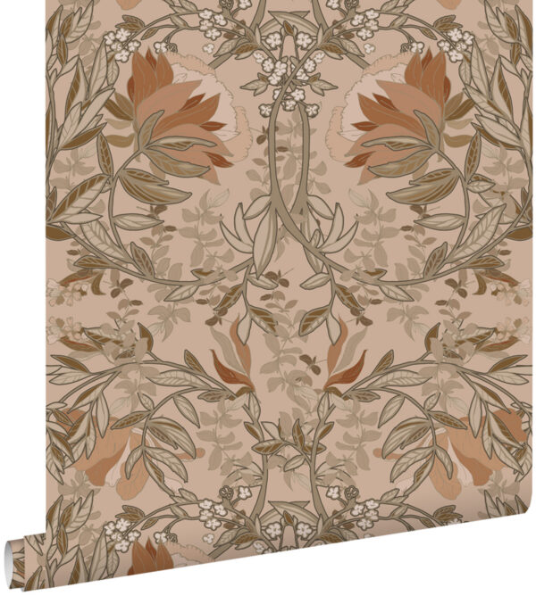 ESTAhome tapeet vintage lilled art nouveau - beež ja terrakota