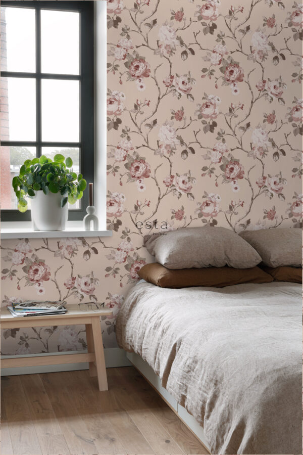 ESTAhome tapeet vintage lilled - roosa