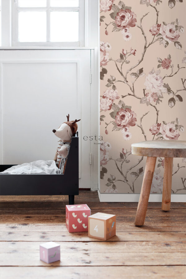 ESTAhome tapeet vintage lilled - roosa