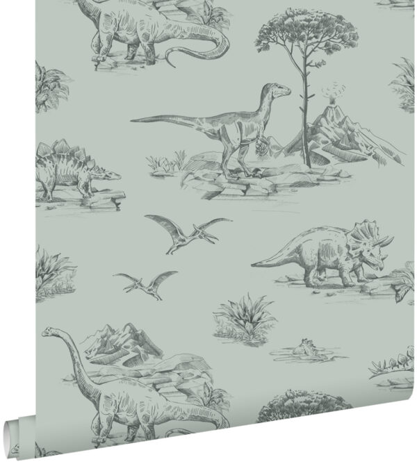 ESTAhome tapeet dinosaurused - hallikas mereroheline