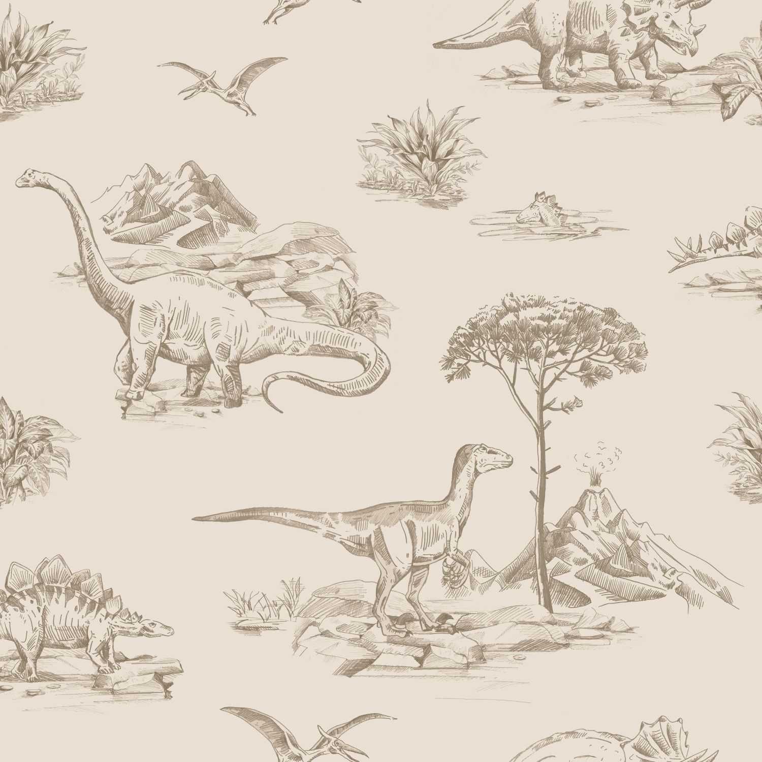 ESTAhome tapeet dinosaurused - beež