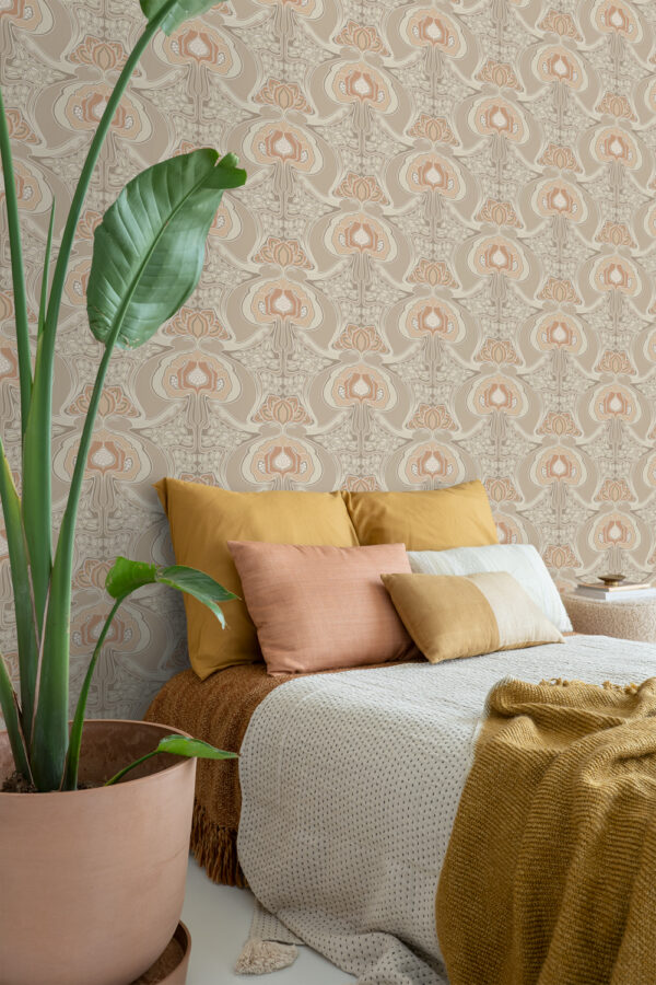 ESTAhome tapeet vintage lilled art nouveau stiilis - beež