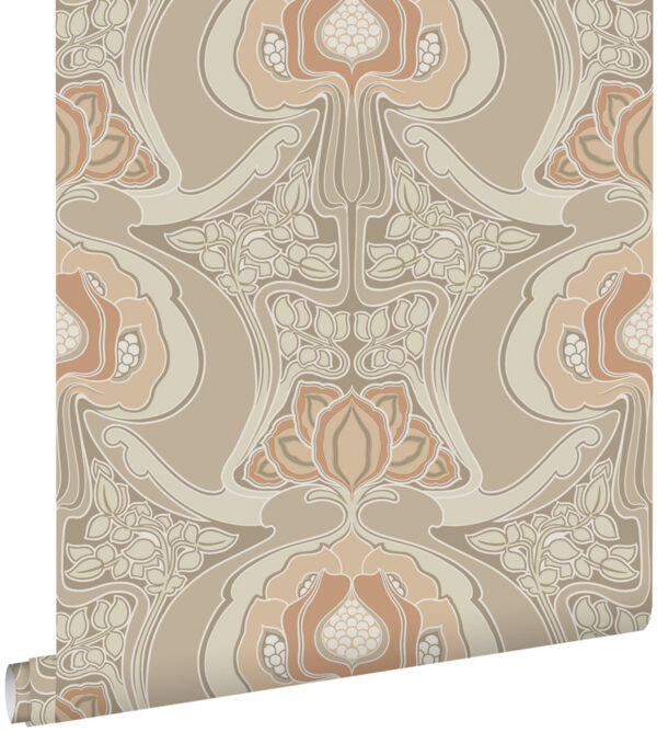 ESTAhome tapeet vintage lilled art nouveau stiilis - beež